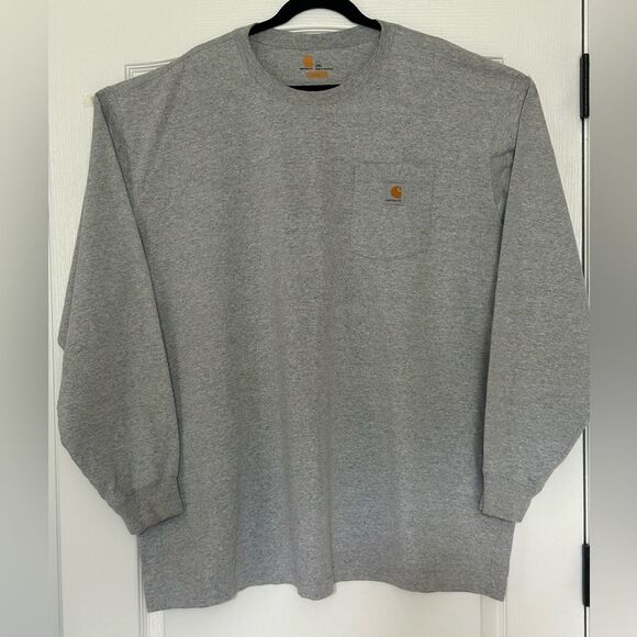 Carhartt Men's Long Sleeve Original Fit Gray Outdoor Tee with Pocket Size 3XL - Picture 1 of 13